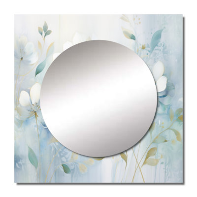 Blue Botanical Rhythms I - Abstract Botanicals Square Mirror Wall Decor For Bedroom