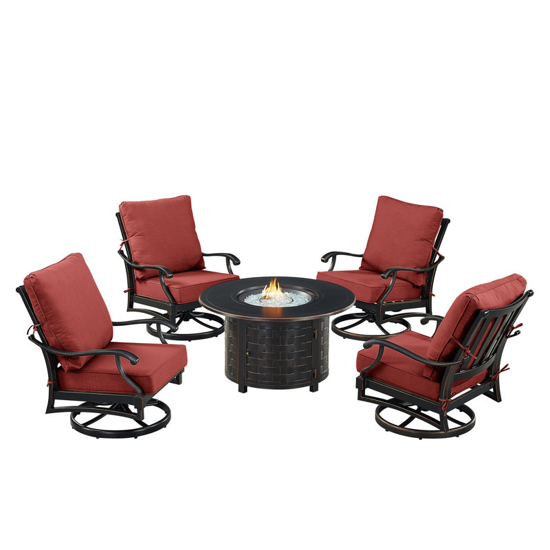 Ensemble de conversation d'extérieur pour 4 personnes avec coussins Paige, Rouge