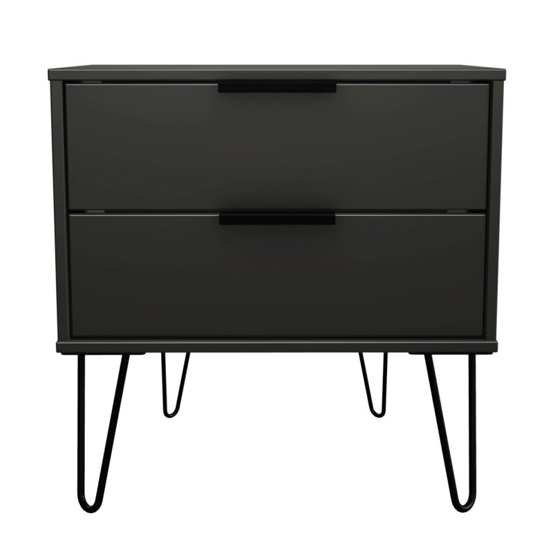 Fully Assembled Myakka 2 Drawer Bedside Table, Black
