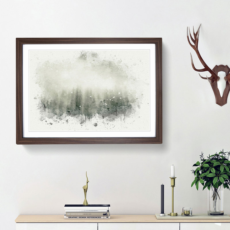 Moody Forest in Misurina Italy - Picture Frame Graphic Art Print, Walnut Framed, 62cm H x 87cm W x 2cm D
