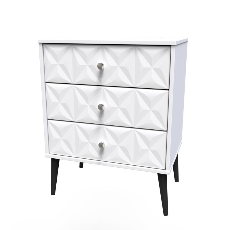 Fully Assembled Herta 3 - Drawer Chest of Drawers, White Matt