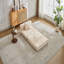 Canapé à compression, canapé-lit convertible au sol avec structure de forme fixe, canapé modulaire à une place sans os, sans assemblage, tissu chenille, pour la chambre à coucher, beige-107814760
