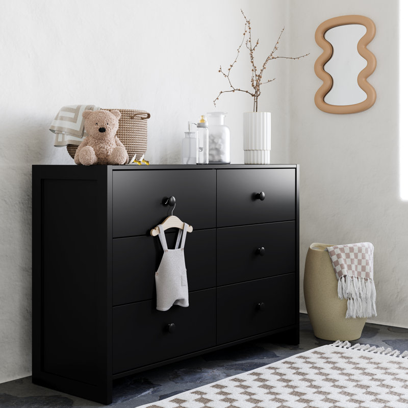 Commode double 6 tiroirs Storkcraft Calabasas, Blanc / Bois flotté