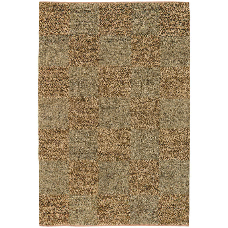 Tapis Celsa authentique tissé à la main en laine à motif géométrique galet brun et beige, Brown/Tan