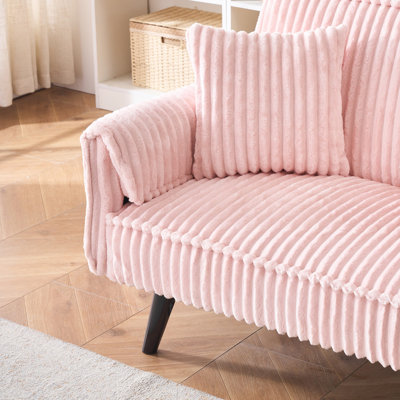 Modern Pink Corduroy Sofa, Multifunctional Design For Home Living Room