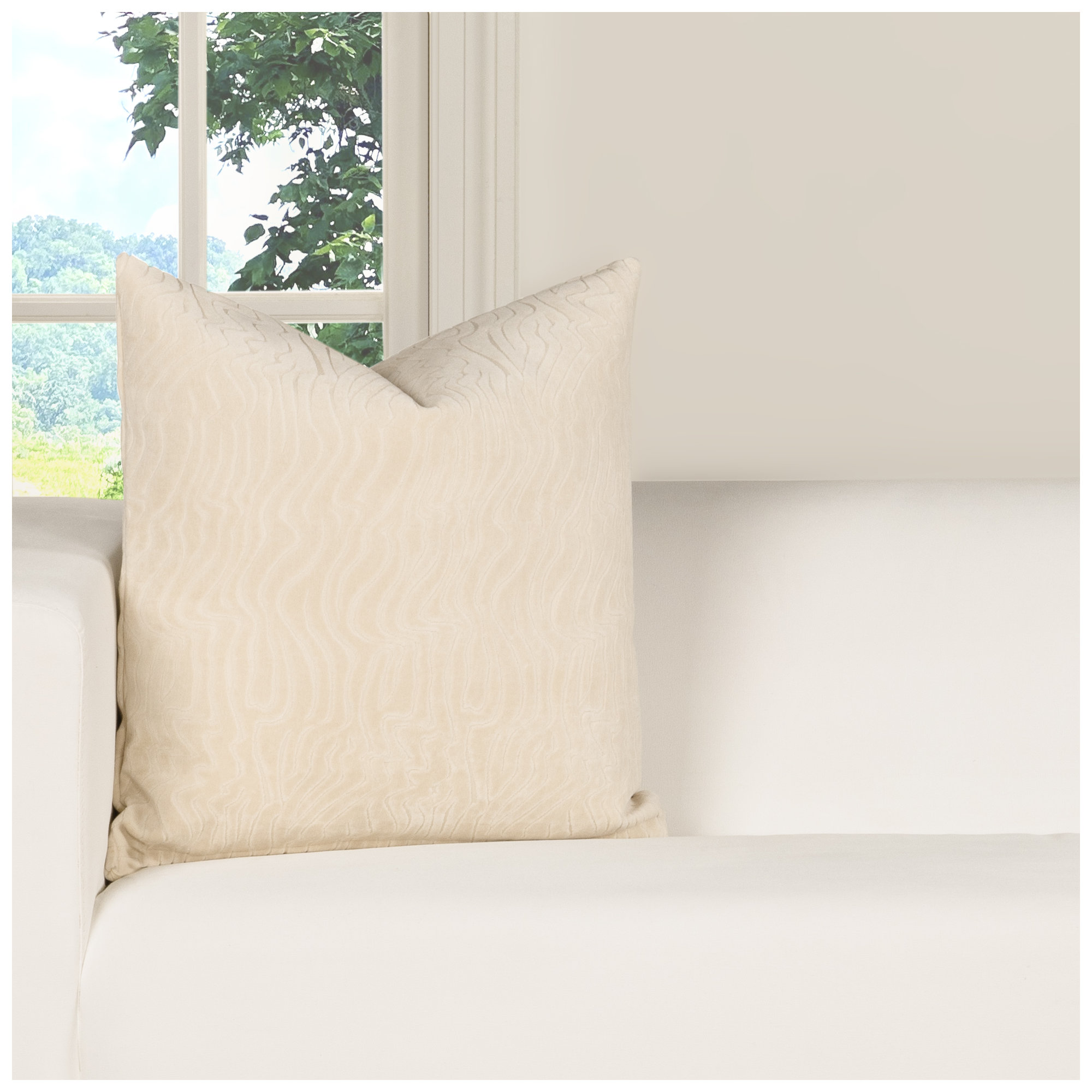 Prudence Cream 20" x 20" Throw Pillow, Brown Abstract, Square 20", Feather