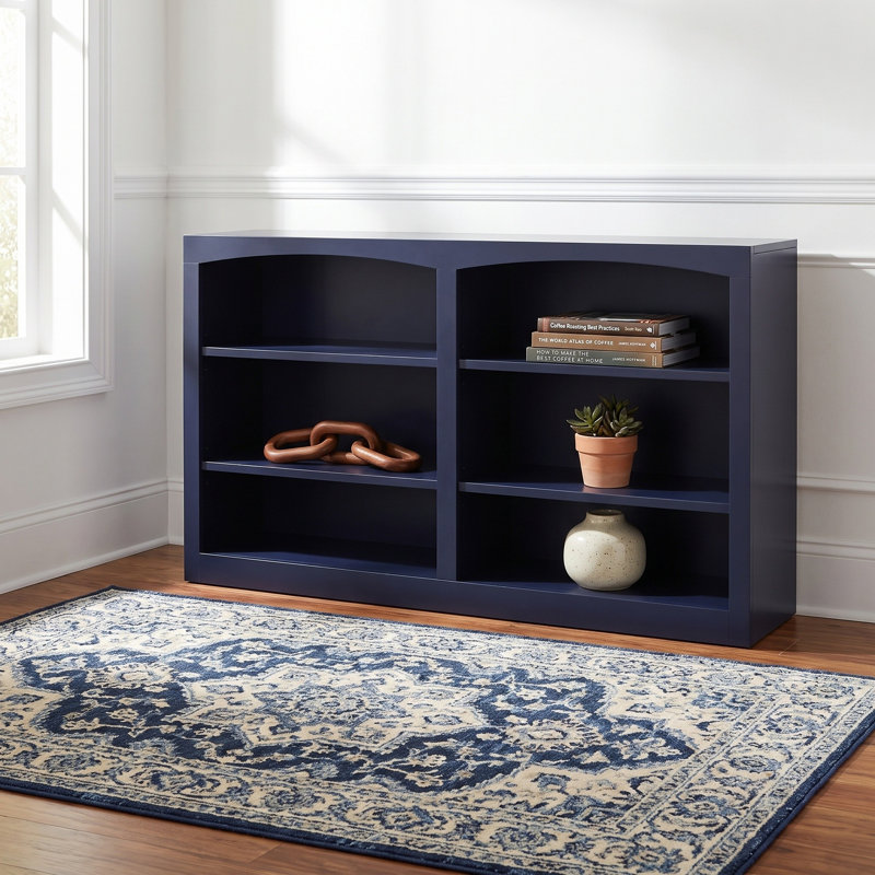 Bibliothèque horizontale en bois massif Ostane, Navy Blue