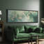 «Spring Garden Pink Roses», art mural floral vert vif, impression numérique sur toile giclée sur toile-111652924-111652922