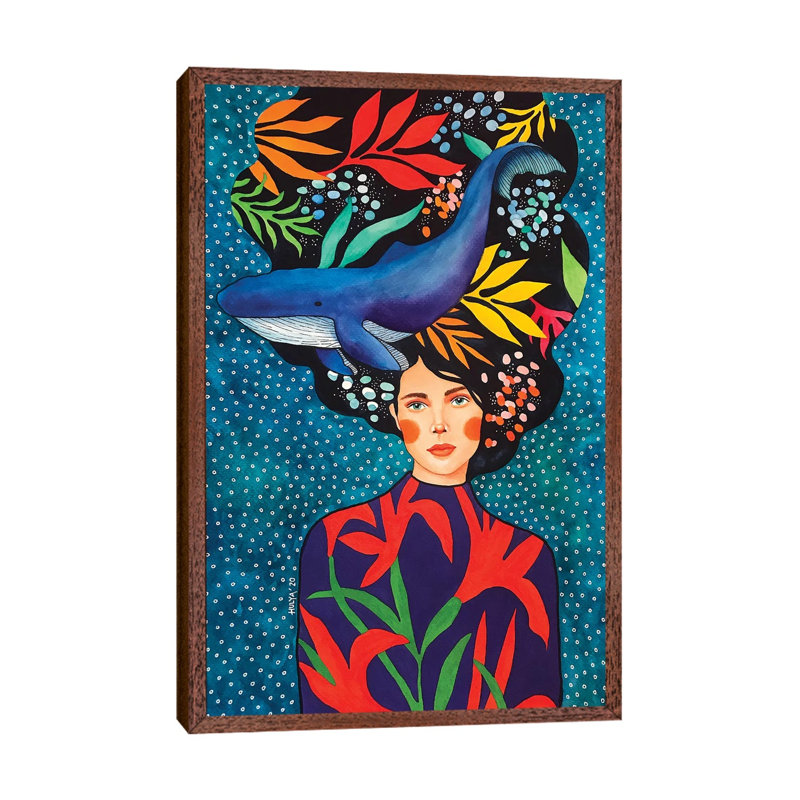 Out Of Time Frame by Hülya Özdemir - Painting on Canvas, Classic Brown Wood Floater Framed, 101.6cm H x 66.04cm W x 3.81cm D