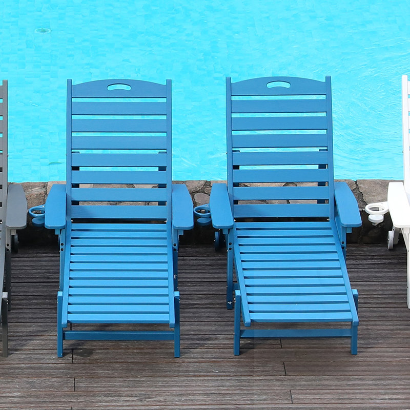 Chaise longue d'extérieur avec dossier réglable à 4 positions, Marine