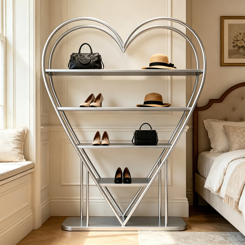 Étagère de présentation en forme de cœur à 5 niveaux, (5 tablettes) H 64,96 po x l 47,24 po x P 13,78 po