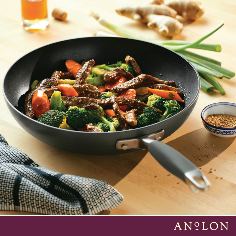 Anolon Advanced Home Hard Anodized Nonstick Stir Fry Pan / Wok, 12 Inch, Black