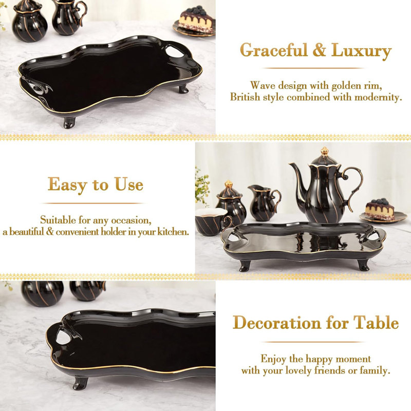 Ceramic Handle Tray, Black