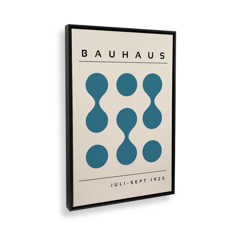 Toile roulée courbée Bauhaus Flow Blue, Cadre flottant noir satiné, H 18,75 po x l 12,75 po x P 1,75 po