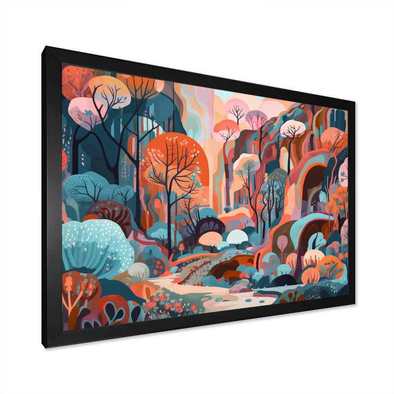 «Pink Green Minimalims Explosion IV», reproduction d'art sur toile, H 12 po x l 20 po x P 1 po, Cadre photo noir