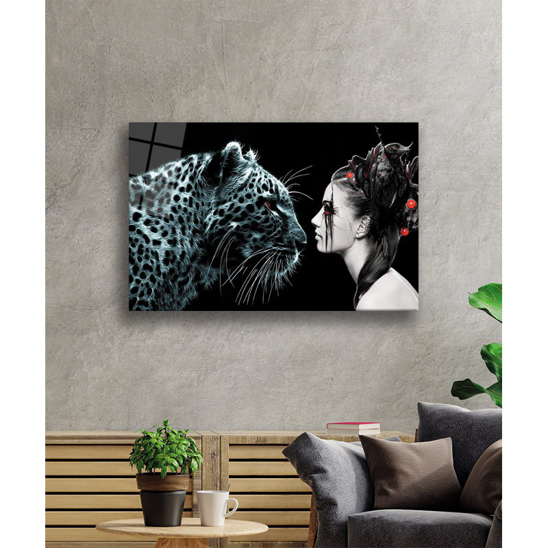 Peinture élégante en verre trempé décoratif, 27,6 po x 43,3 po | 100% verre trempé, épaisseur: 0,16 pouce | Superbe décoration intérieure pour le salon, le bureau ou la galerie | Pièce d'art unique, durable et élégante