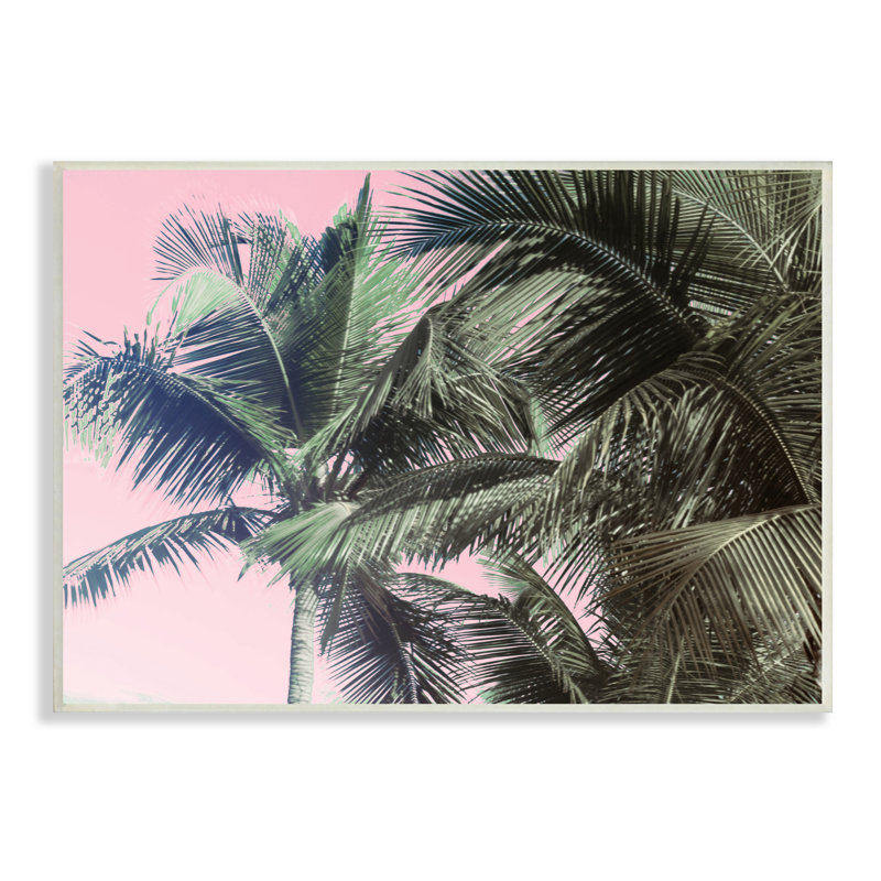 «Tropical Palm Tree Fronds Layered Tall Trees», art texturé à la giclée sur fond noir par Kathy Mansfield, H 10 po x l 15 po