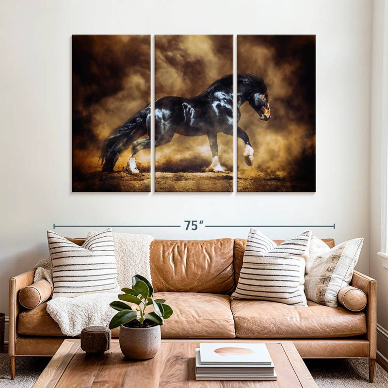 Brampt Black Draft Horse, 42" H x 65" W