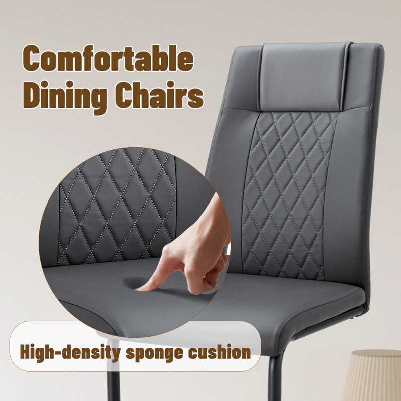 Chaises de salle à manger modernes, 4, Gris foncé, Noir