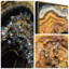 «Golden Earth I», art mural abstrait sur toile avec de lourds éclats de cristaux en acrylique