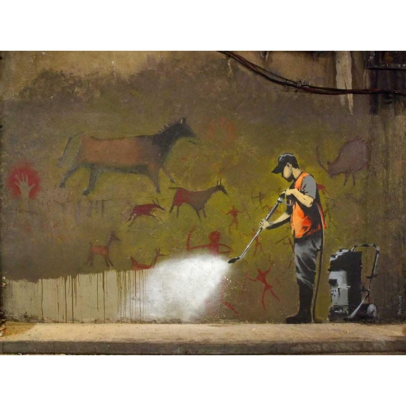  Anonyme sur toile tendue, "Leake Street London" - graffiti attribué à Banksy, 45" H x 60" W