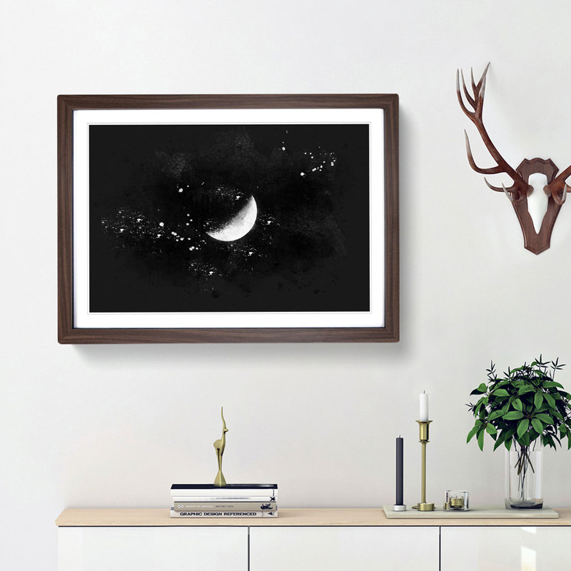 A Half Moon - Picture Frame Graphic Art Print, 62cm H x 87cm W x 2cm D, Walnut Framed