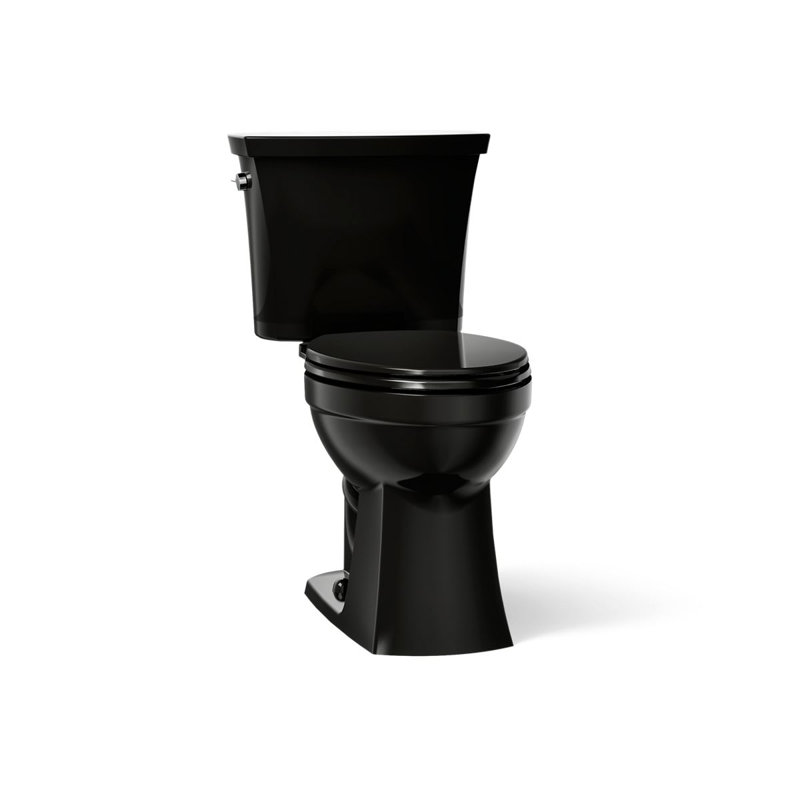 Kelston Comfort Height Two-Piece Elongated 1.28 Gpf Toilet With Left-Hand Trip Lever, Black, Left-Hand