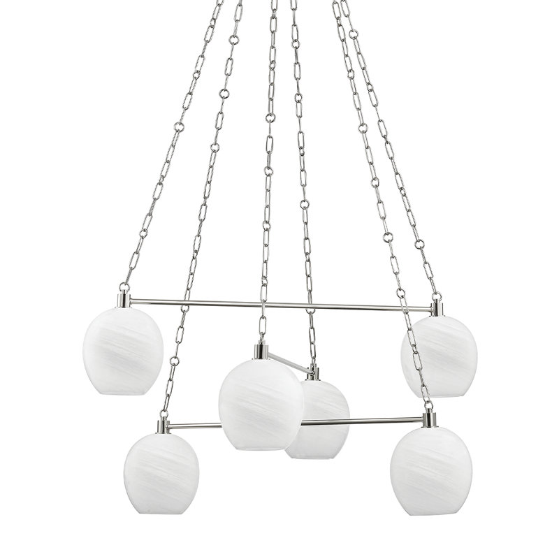 Lustre 6 lumières Park, Nickel poli