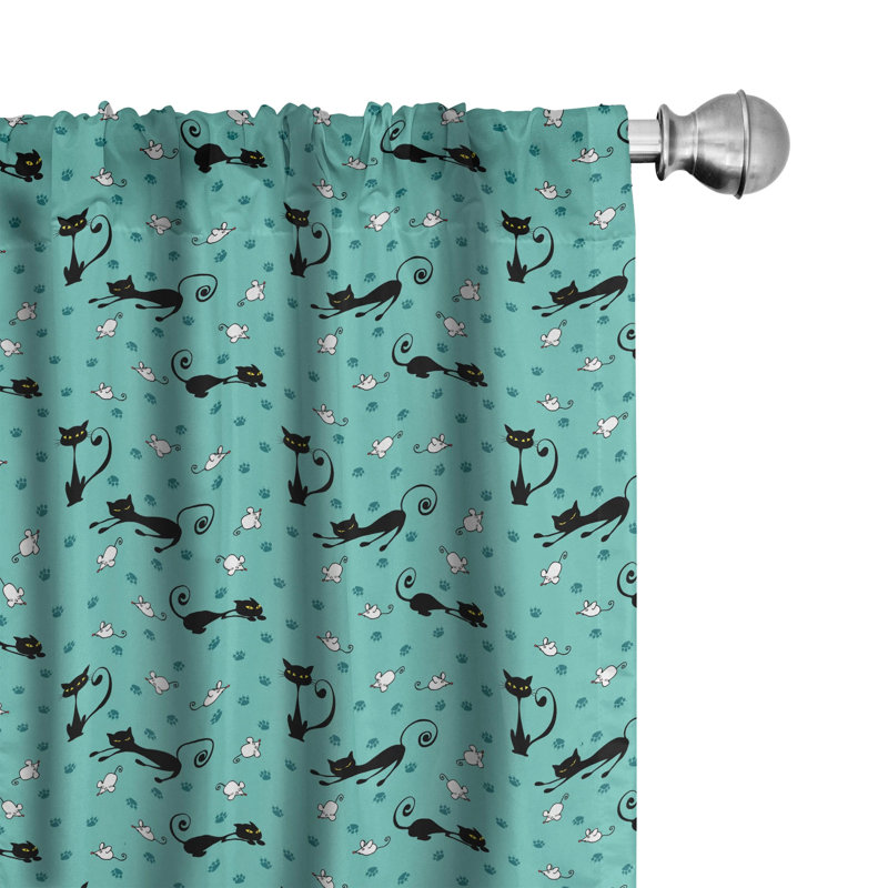 Paire de rideaux semi-transparents avec passe-tringle Cat, 28 po x 63 po