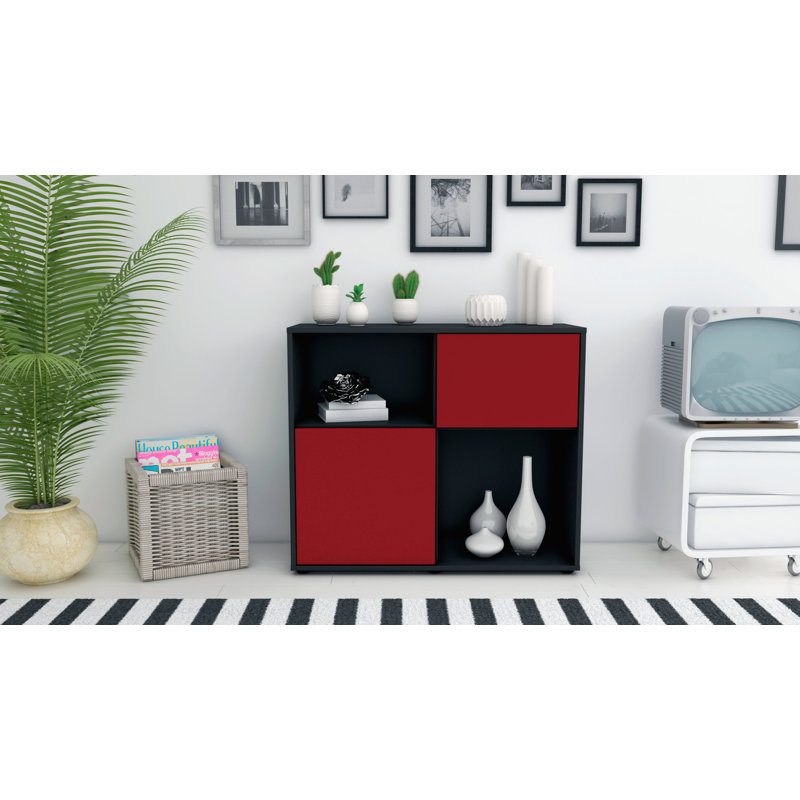 Ramsell 92cm Sideboard, Anthracite/Red