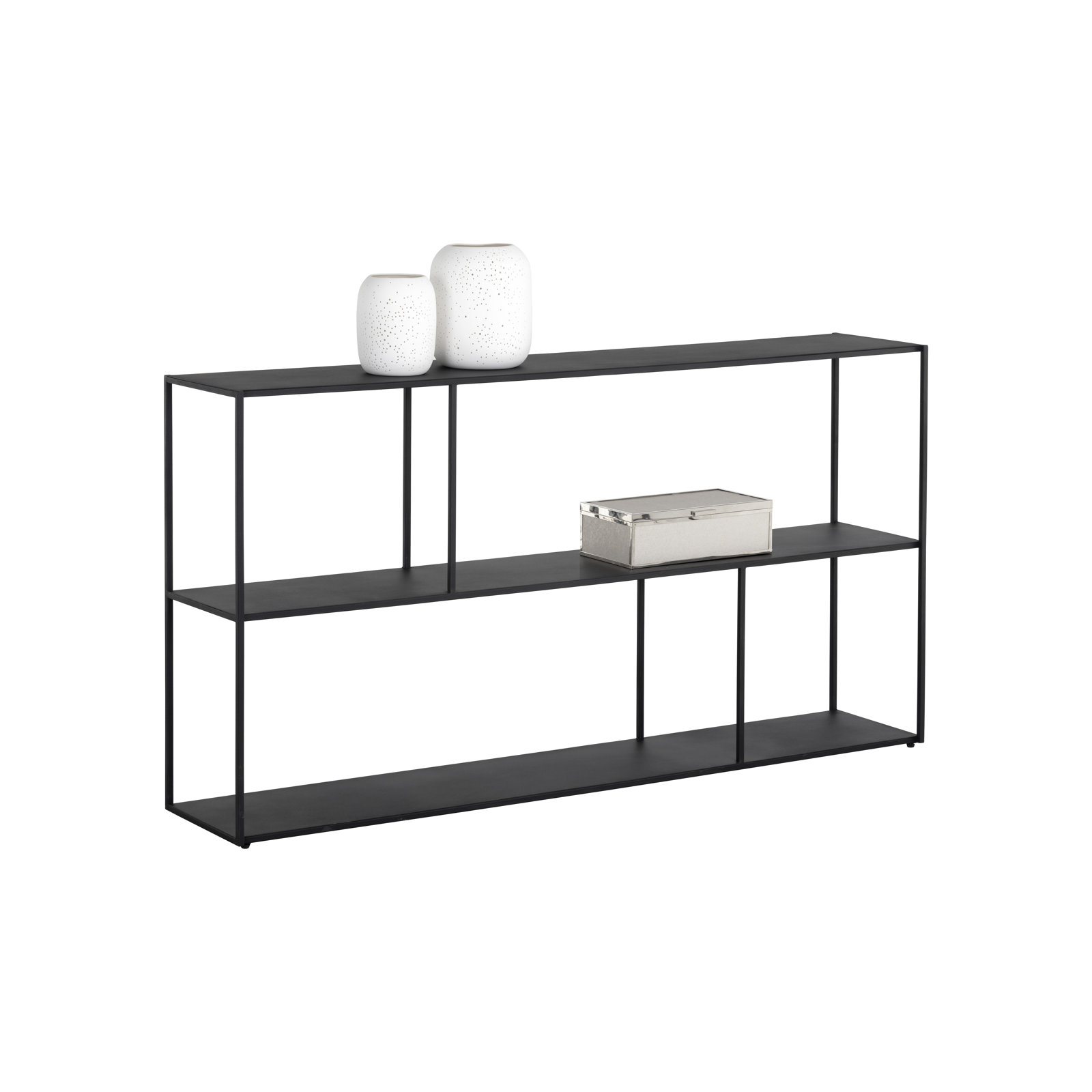 Georgetta Narrow Etagere Bookcase, 31" H x 34.75" W x 12" D, Black