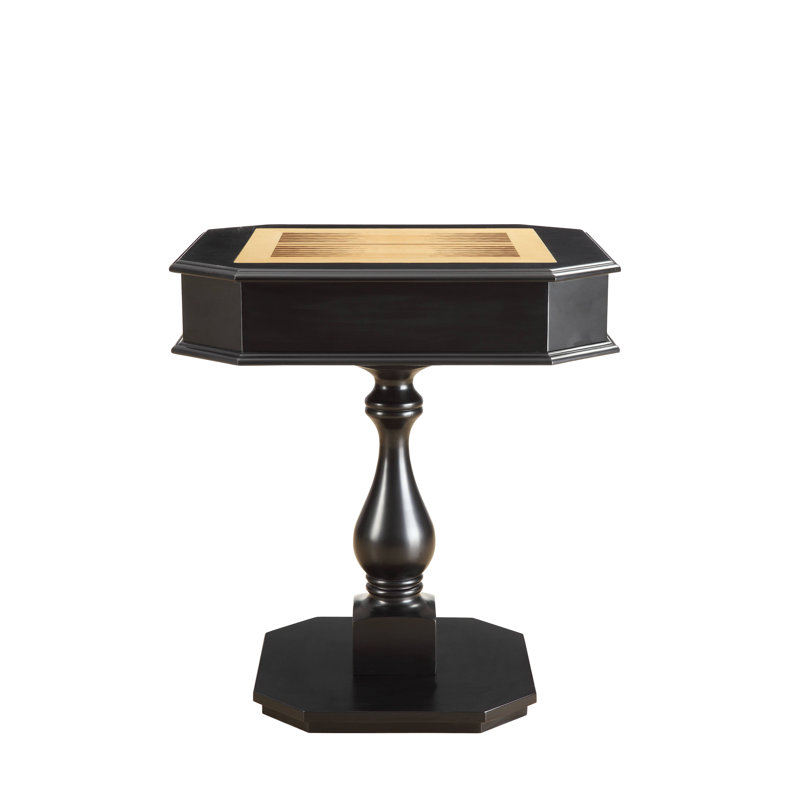 Table de jeu piédestal traditionnel 20 po 3-en-1 avec plateau réversible et tiroirs de rangement, noir