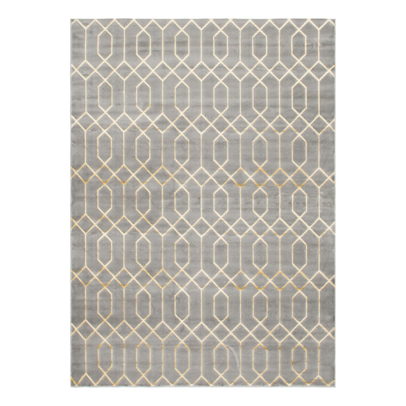 Tapis gris / doré Glam, Rectangle 9 pi x 12 pi