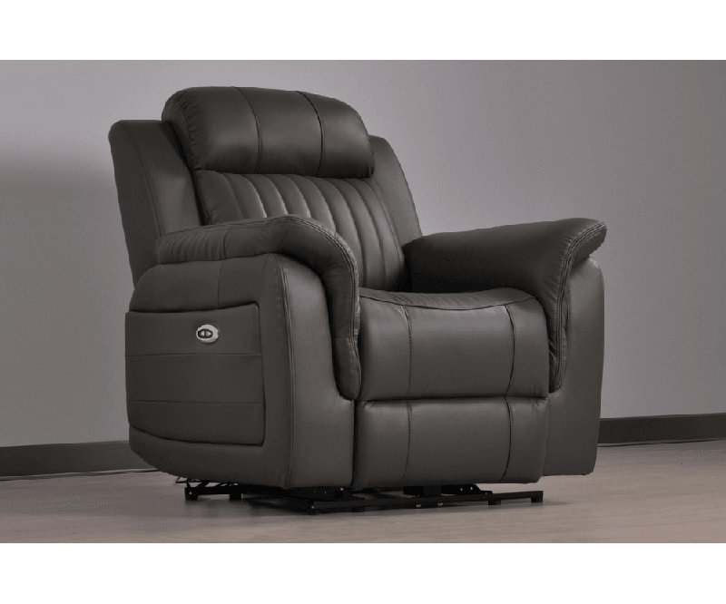 Cenaida Genuine Leather Electric Power Recliner Armchair, Grey