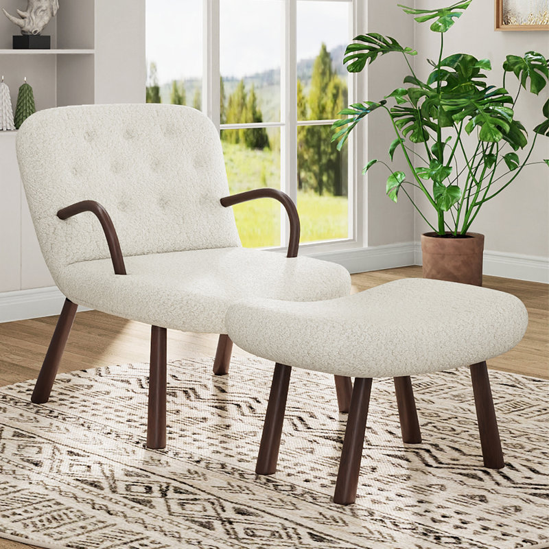 Kepper Upholstered Armchair with Footstool