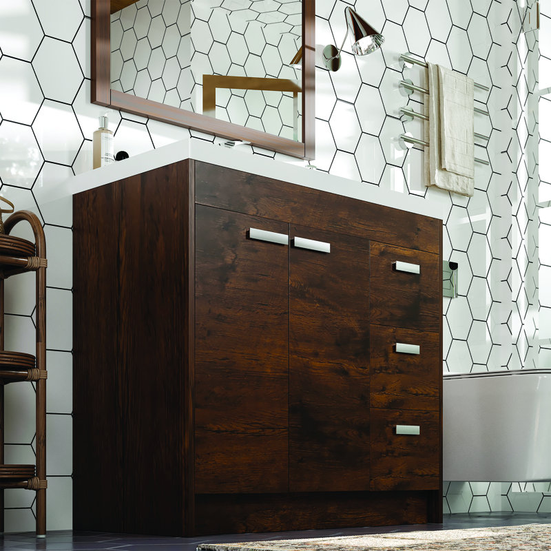 Ensemble de meuble-lavabo simple 35 po Wauconda, Palissandre
