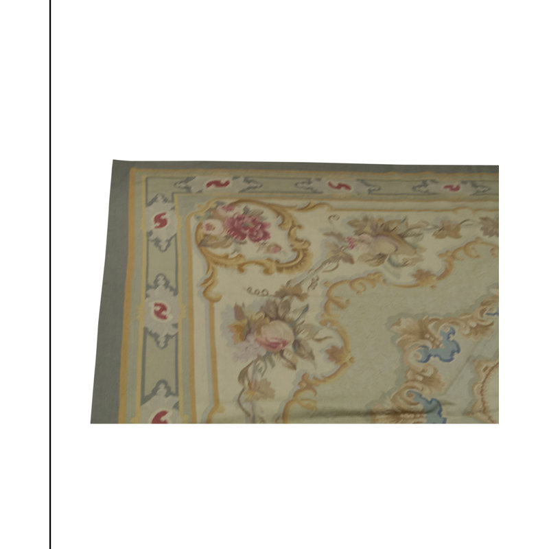 Hand-Knotted High-Quality Beige and Green Area Rug