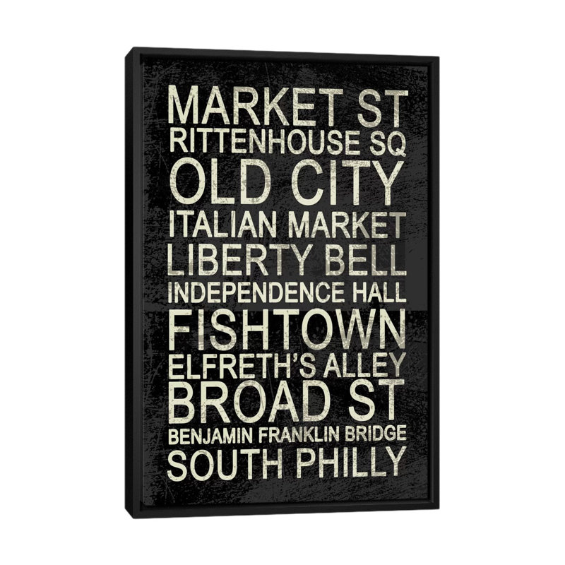 " Philly " by Erin Clark, 26" H x 18" W x 1.5" D, Black Framed Canvas, No Mat