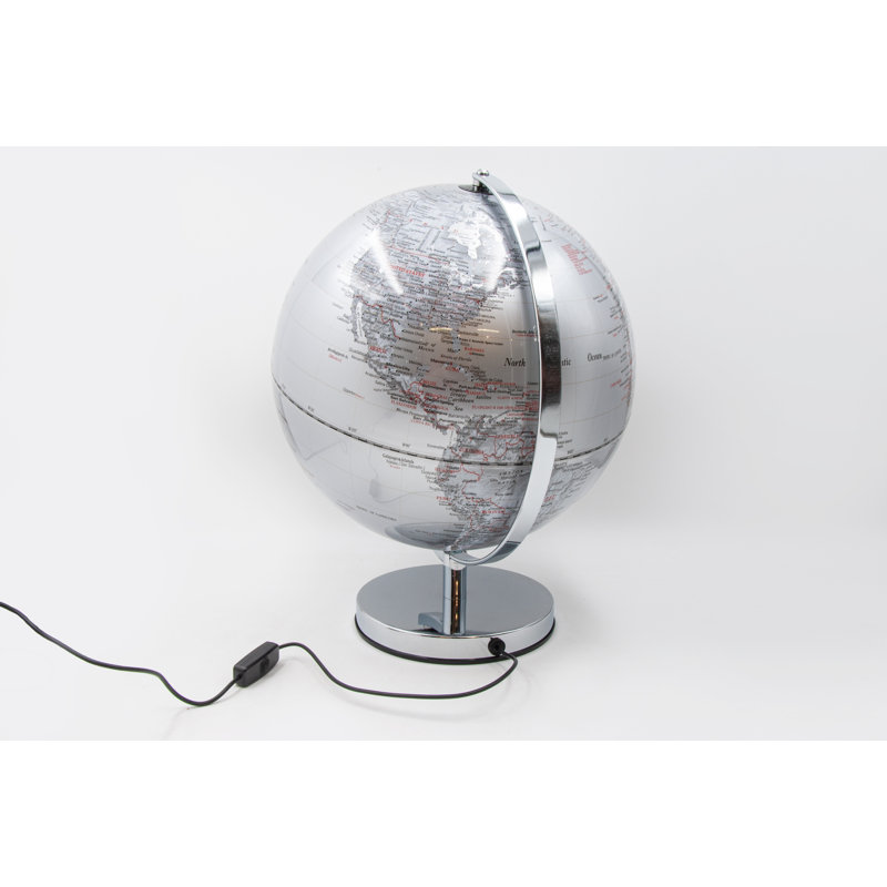 Tabletop Globe, Silver, Silver, 40cm H x 30cm W x 30cm D