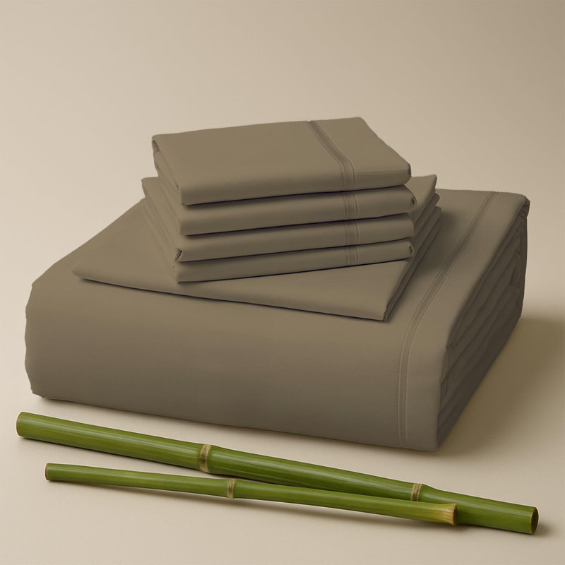 Premium Rayon From Bamboo Blend Sheet Set With Deep Pockets, Cooling and Breathable, Taupe