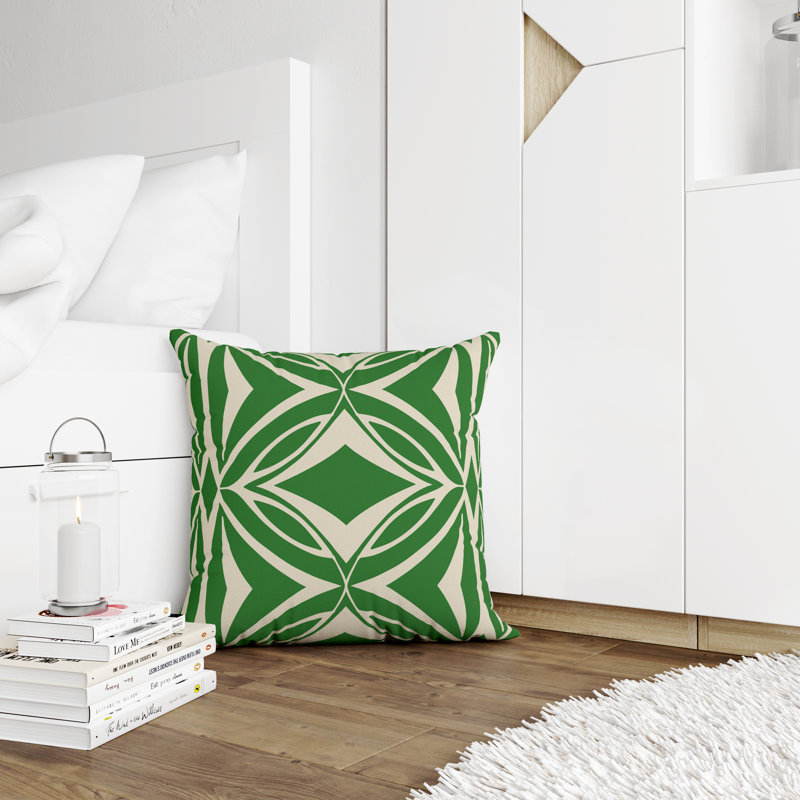 Jeté carré en polyester intérieur / extérieur, L 17 po x H 17 po, Vert