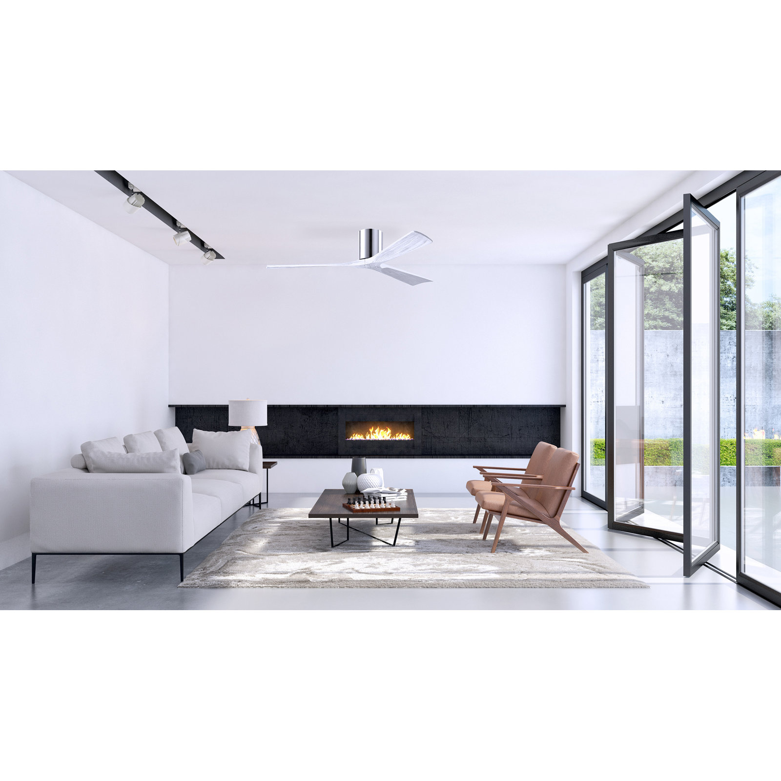 Olivier 3 Blade Ceiling Fan, Polished Chrome, Matte White, 60"