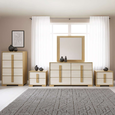 Ensemble de chambre à coucher 5 pièces Boone - Commode et miroir avec commode et 2 tables de chevet