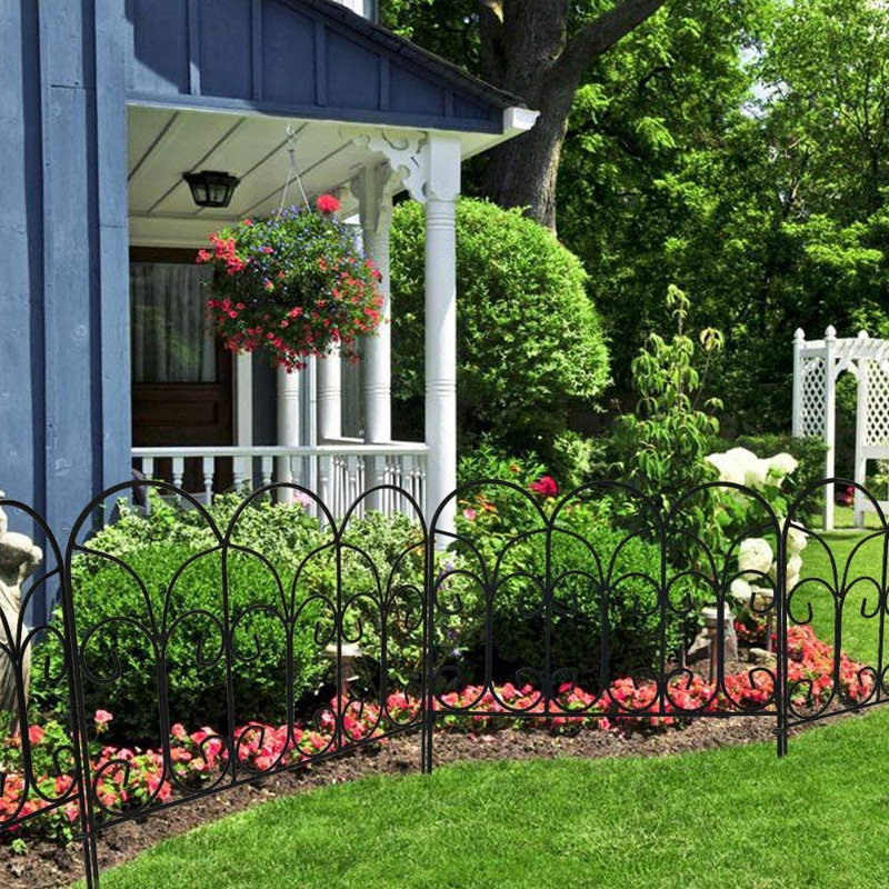 Black Iron 18in x 7.5ft Decorative Garden Fence Panels