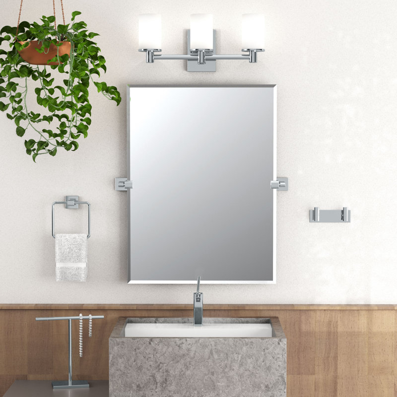 Miroir mural rectangulaire moderne sans cadre et biseauté | miroir pivotant pour meuble-lavabo de la salle de bain Elevate