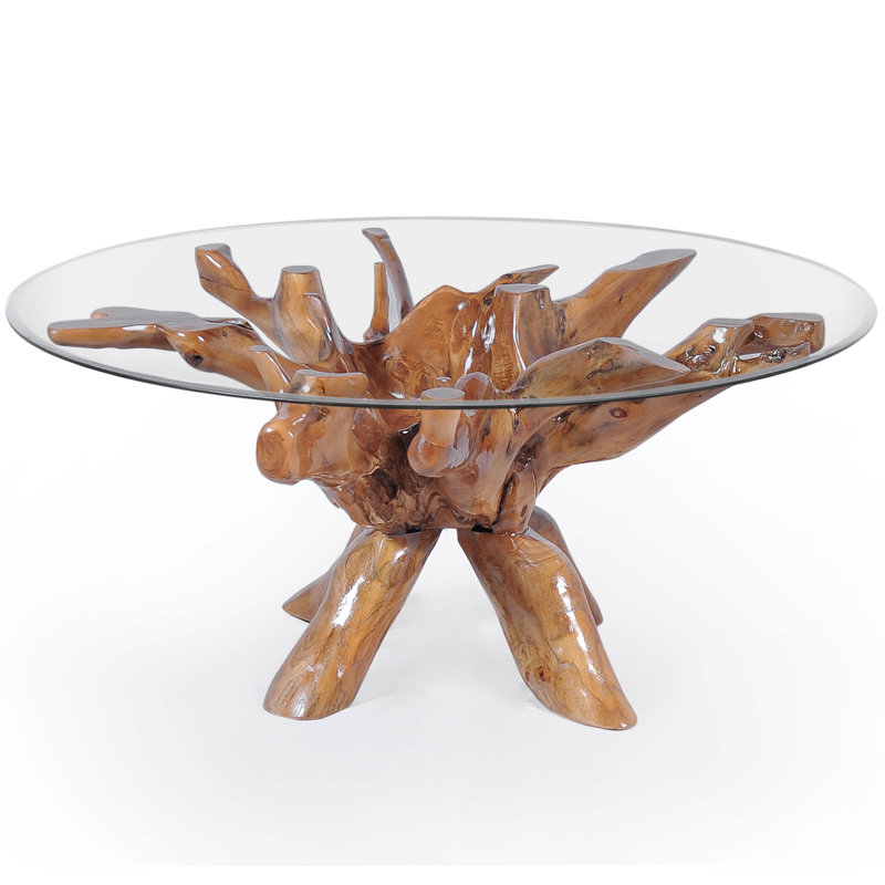 Glass Top Solid Wood Base Dining Table, 30" H x 55" L x 55" W