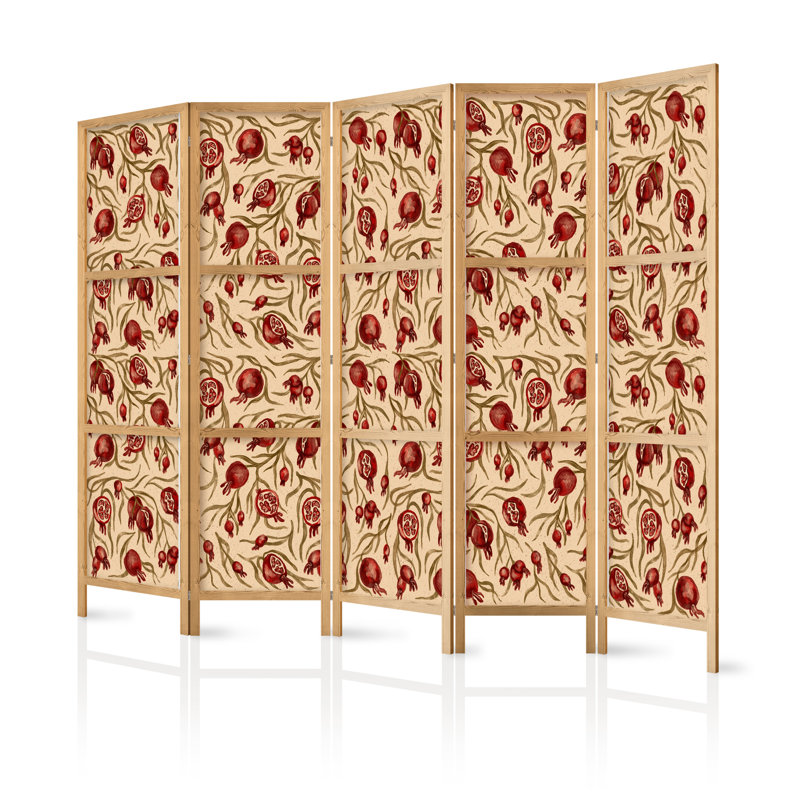 225cm W x 171cm H 5 - Panel Solid Wood Folding Room Divider