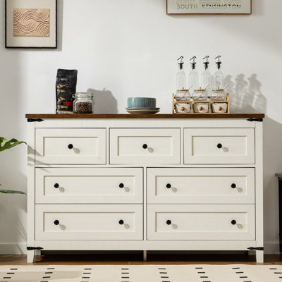  Commode 51 "avec 7 tiroirs, commode en bois pour chambre à coucher, blanc