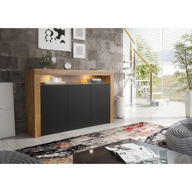 Argyro 393.7cm Sideboard, Oak Black