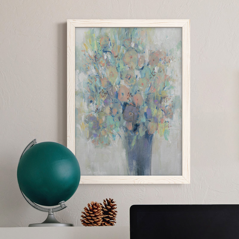 Bouquet II - peinture sur toile encadrée, Blanc, H 32 po x l 23 po x P 1 po